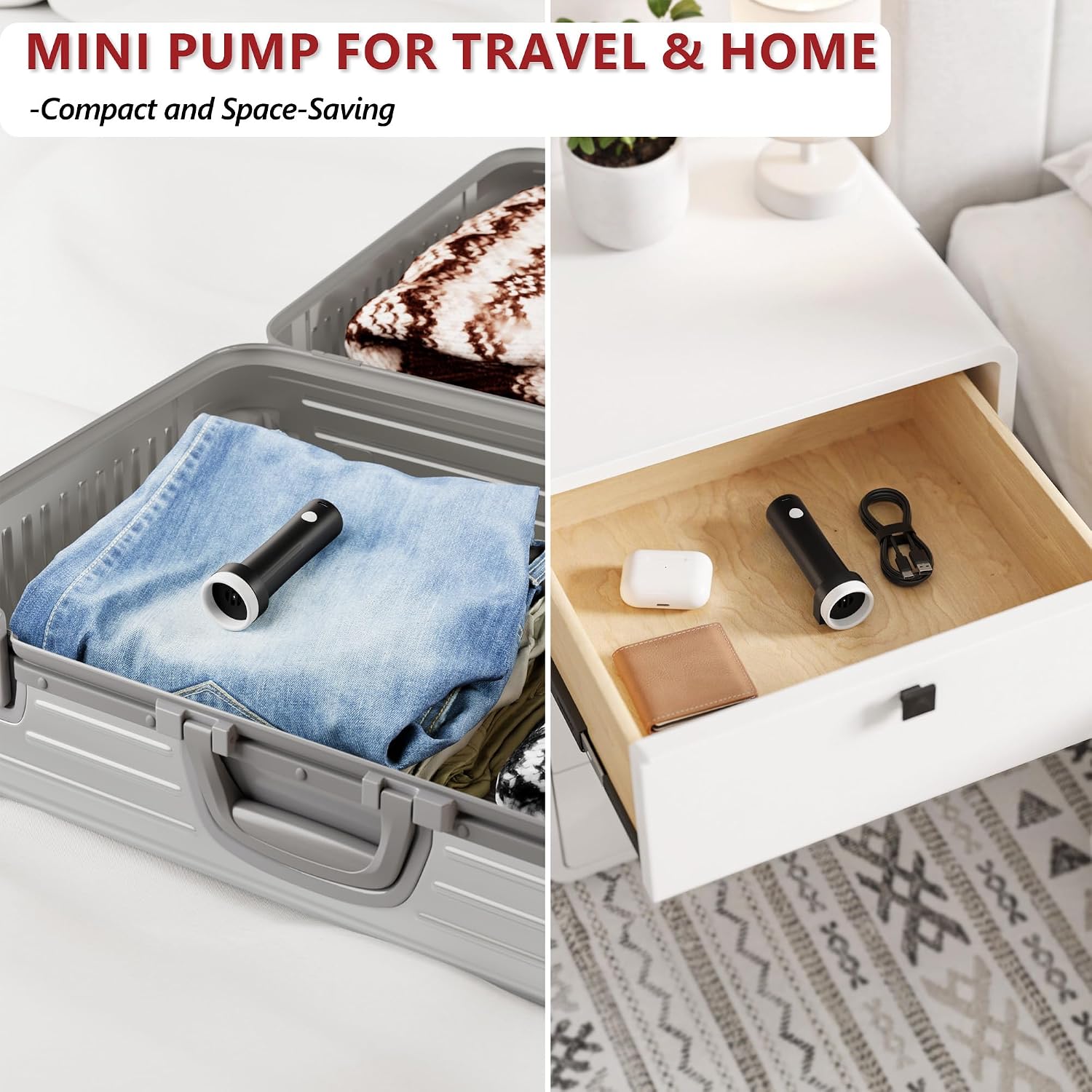 Travel Vacuum Bags for Clothing with Cordless Pump 18 Combo, Clear - Image 9